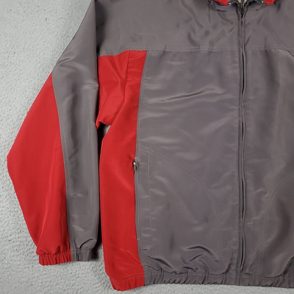 Reebok Red Gray Full Zip Winter Windbreaker Jacket Mens Size Large - Picture 3 of 8